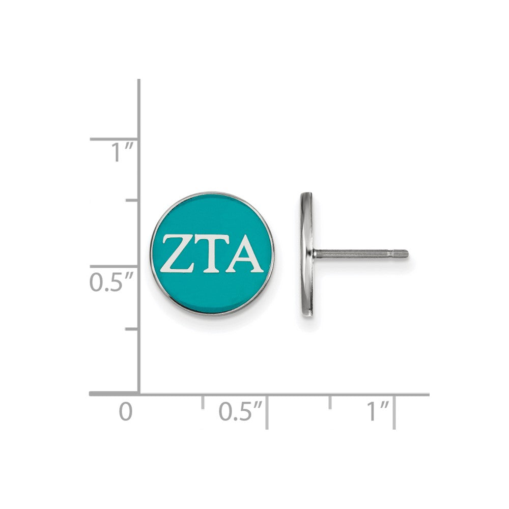 Sterling Silver Rhodium Plated Logoart Zeta Tau Alpha Sorority Greek Letters Color Enamel Post Earrings