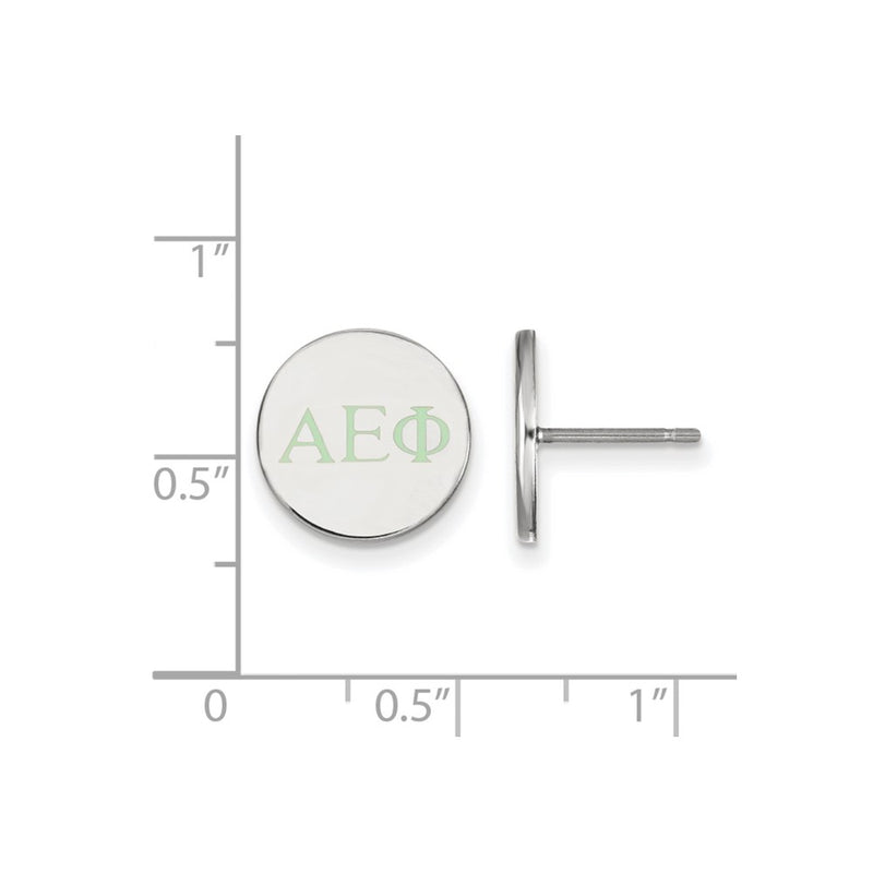 Sterling Silver Rhodium Plated Logoart Alpha Epsilon Phi Sorority Greek Letters Color Enamel Post Earrings