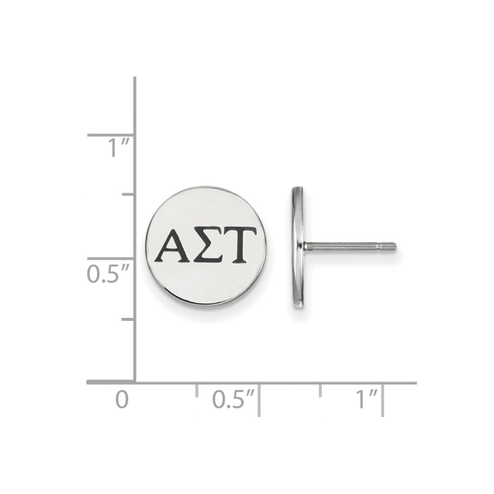 Sterling Silver Rhodium Plated Logoart Alpha Sigma Tau Sorority Greek Letters Color Enamel Post Earrings