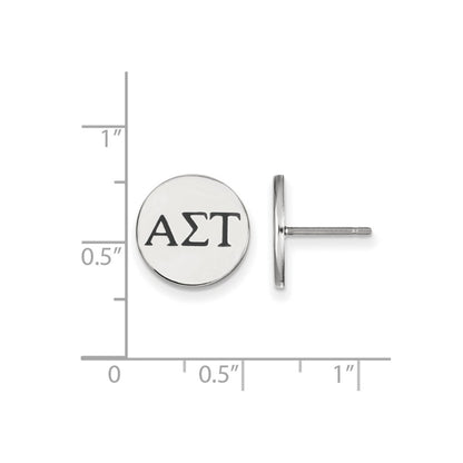 Sterling Silver Rhodium Plated Logoart Alpha Sigma Tau Sorority Greek Letters Color Enamel Post Earrings