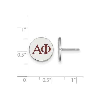 Sterling Silver Rhodium Plated Logoart Alpha Phi Sorority Greek Letters Color Enamel Post Earrings