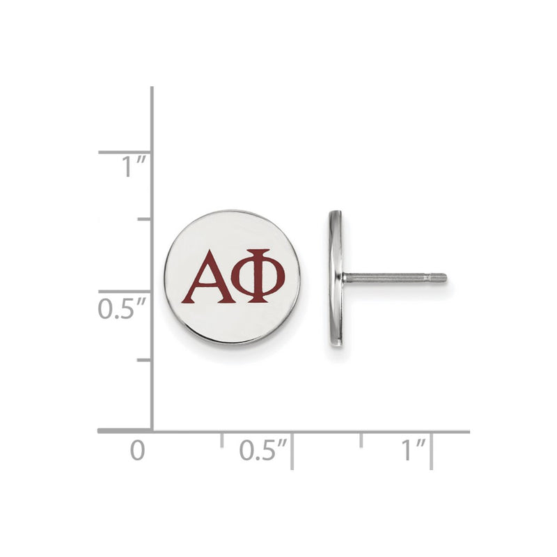 Sterling Silver Rhodium Plated Logoart Alpha Phi Sorority Greek Letters Color Enamel Post Earrings