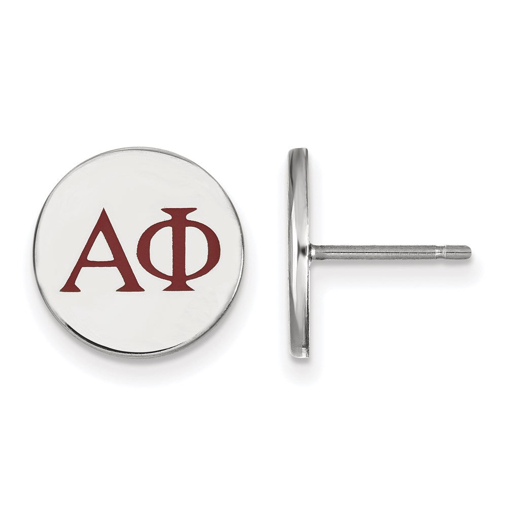 Sterling Silver Rhodium Plated Logoart Alpha Phi Sorority Greek Letters Color Enamel Post Earrings