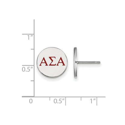 Sterling Silver Rhodium Plated Logoart Alpha Sigma Sorority Greek Letters Color Enamel Post Earrings