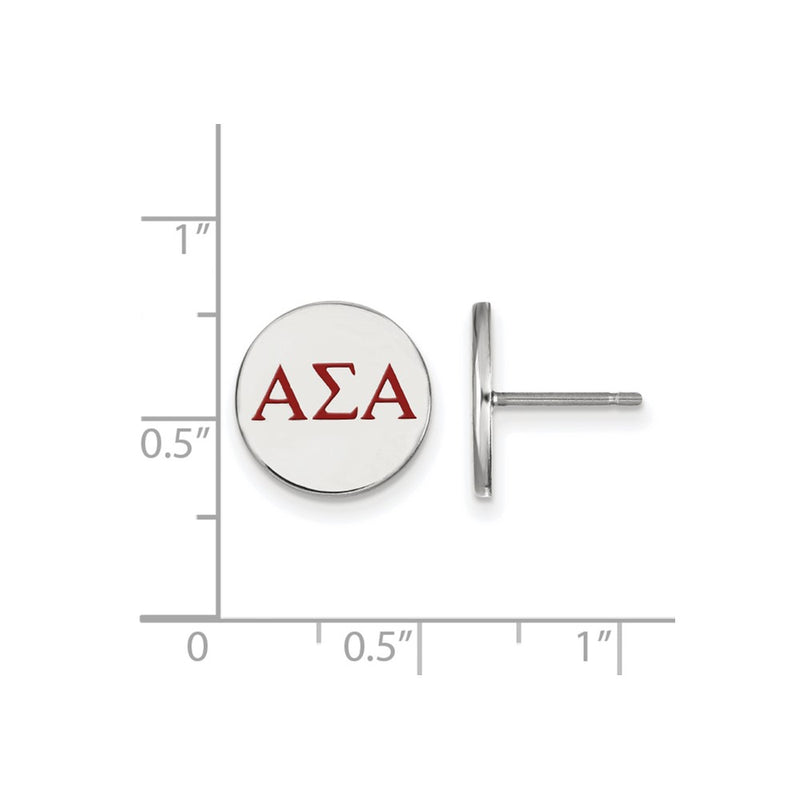 Sterling Silver Rhodium Plated Logoart Alpha Sigma Sorority Greek Letters Color Enamel Post Earrings