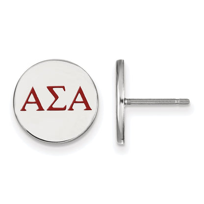 Sterling Silver Rhodium Plated Logoart Alpha Sigma Sorority Greek Letters Color Enamel Post Earrings