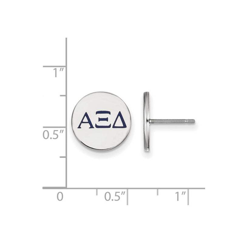 Sterling Silver Rhodium Plated Logoart Alpha Xi Delta Sorority Greek Letters Color Enamel Post Earrings