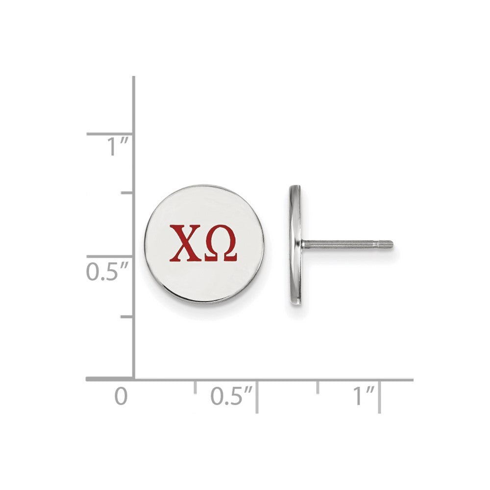 Sterling Silver Rhodium Plated Logoart Chi Omega Sorority Greek Letters Color Enamel Post Earrings