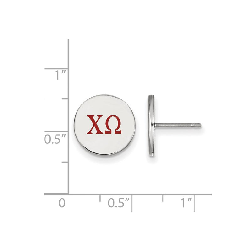 Sterling Silver Rhodium Plated Logoart Chi Omega Sorority Greek Letters Color Enamel Post Earrings