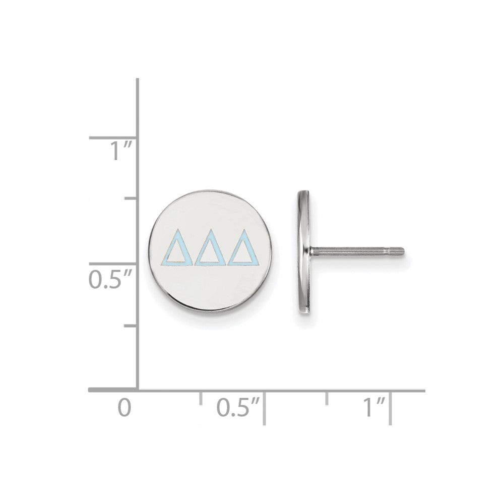 Sterling Silver Rhodium Plated Logoart Delta Sorority Greek Letters Color Enamel Post Earrings