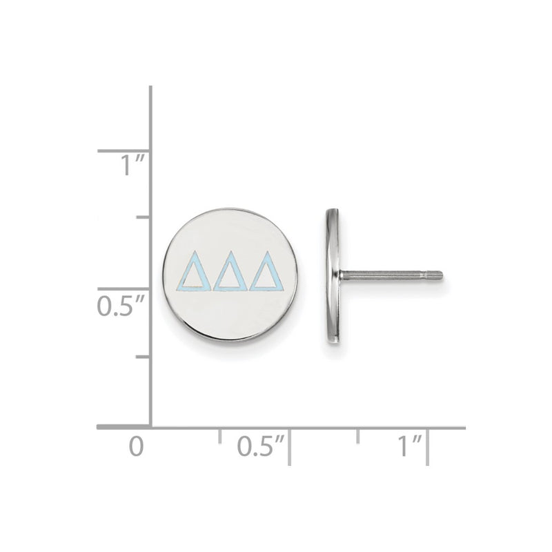 Sterling Silver Rhodium Plated Logoart Delta Sorority Greek Letters Color Enamel Post Earrings