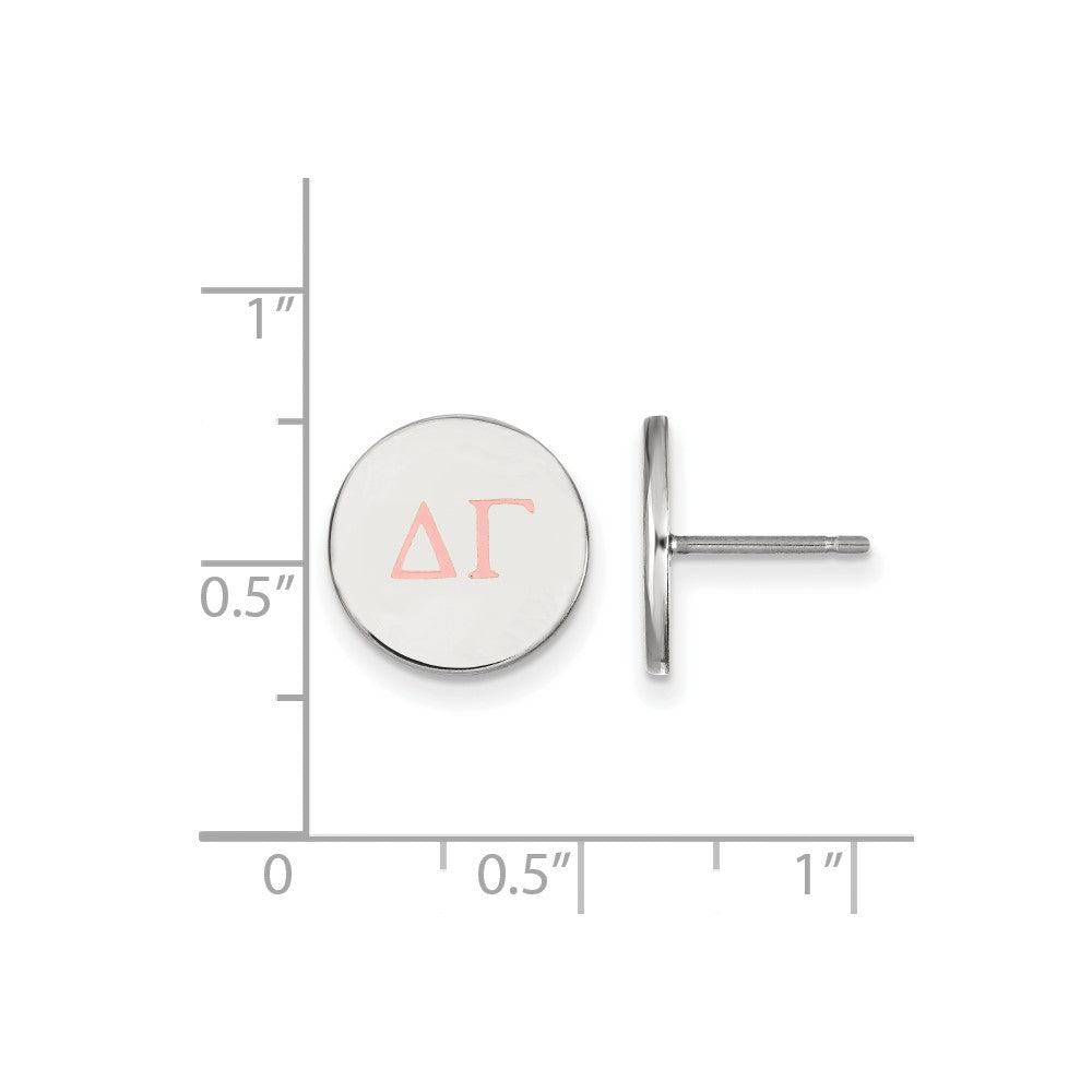 Sterling Silver Rhodium Plated Logoart Delta Gamma Sorority Greek Letters Color Enamel Post Earrings
