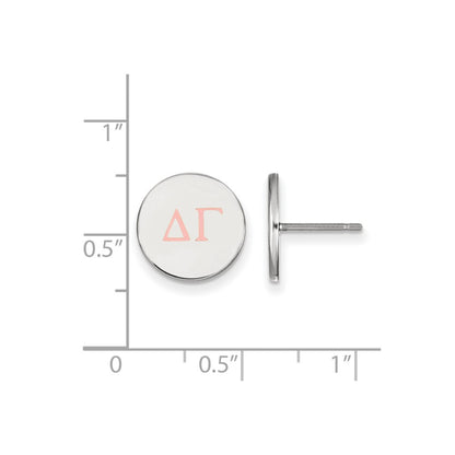 Sterling Silver Rhodium Plated Logoart Delta Gamma Sorority Greek Letters Color Enamel Post Earrings