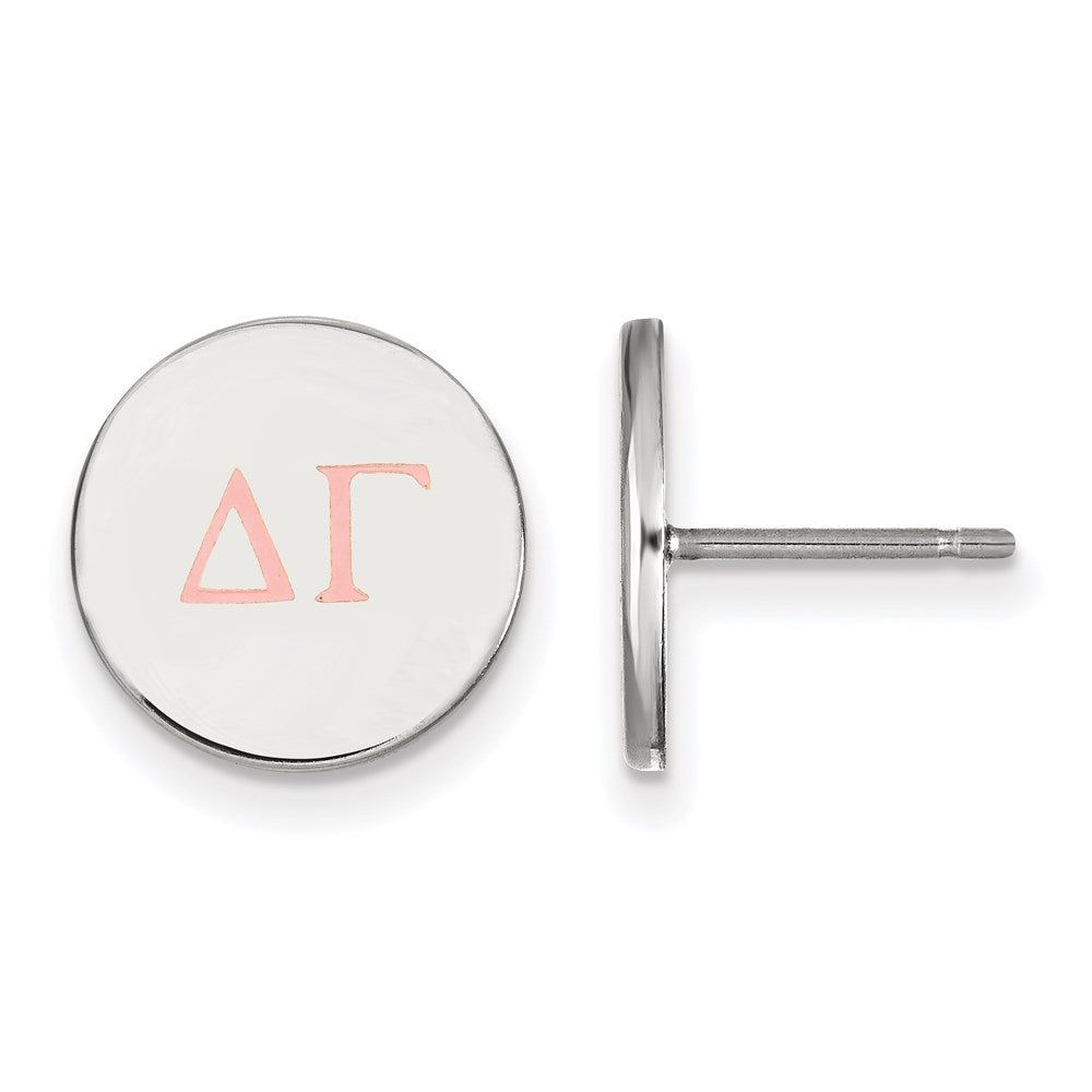 Sterling Silver Rhodium Plated Logoart Delta Gamma Sorority Greek Letters Color Enamel Post Earrings