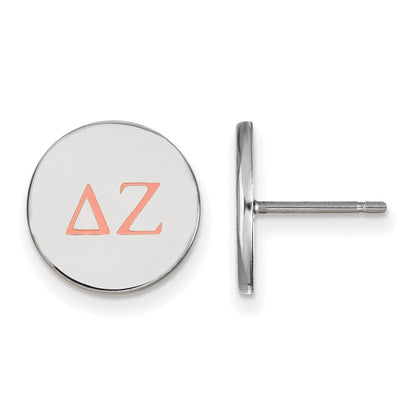 Sterling Silver Rhodium Plated Logoart Delta Zeta Sorority Greek Letters Color Enamel Post Earrings