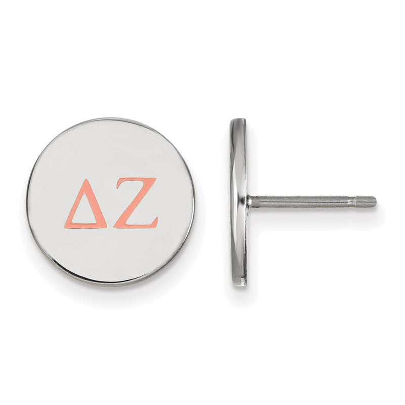 Sterling Silver Rhodium Plated Logoart Delta Zeta Sorority Greek Letters Color Enamel Post Earrings