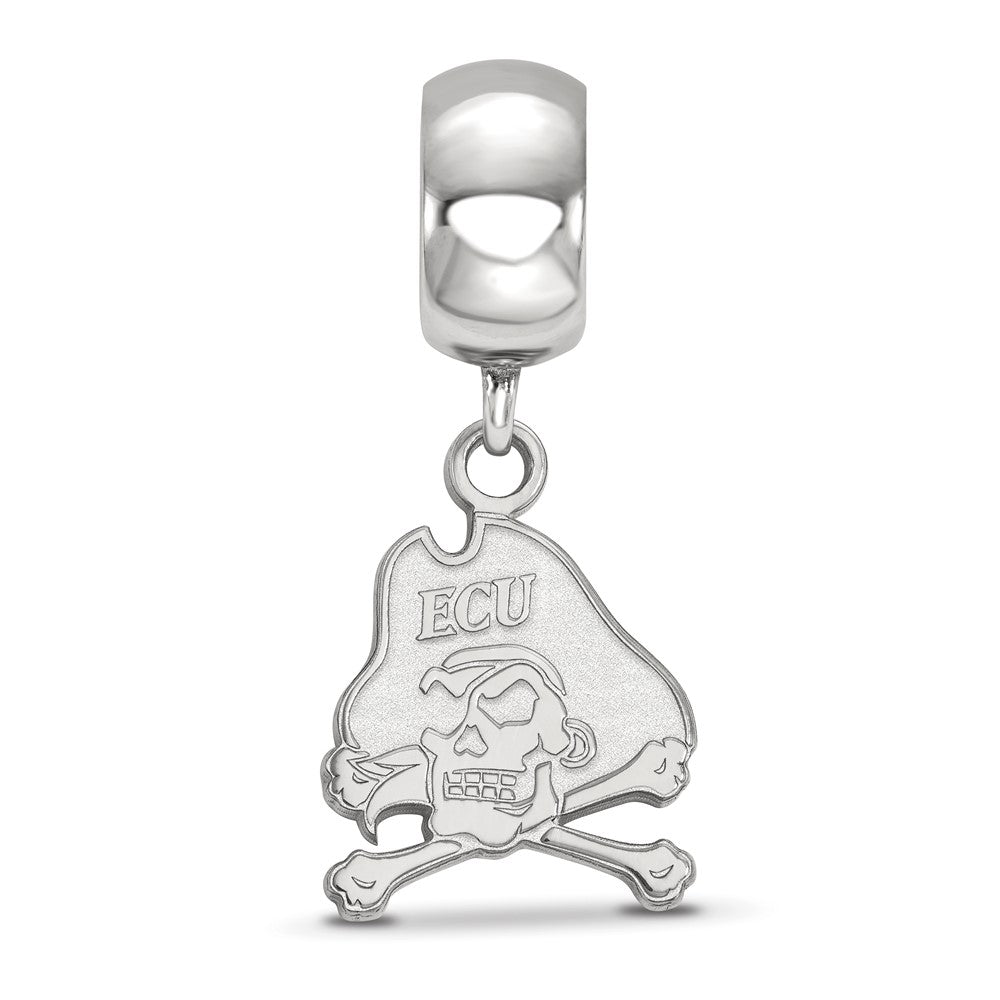 Sterling Silver Rhod-Pltd Logoart East Carolina U. Small Dangle Bead