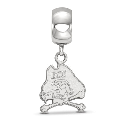 Sterling Silver Rhod-Pltd Logoart East Carolina U. Small Dangle Bead