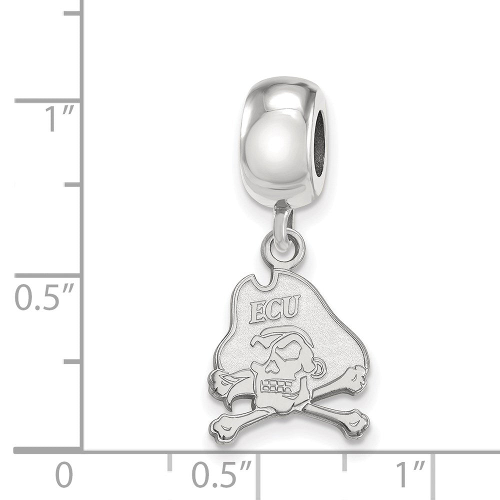 Sterling Silver Rhod-Pltd Logoart East Carolina U. Small Dangle Bead