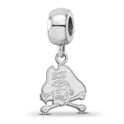 Sterling Silver Rhod-Pltd Logoart East Carolina U. Small Dangle Bead