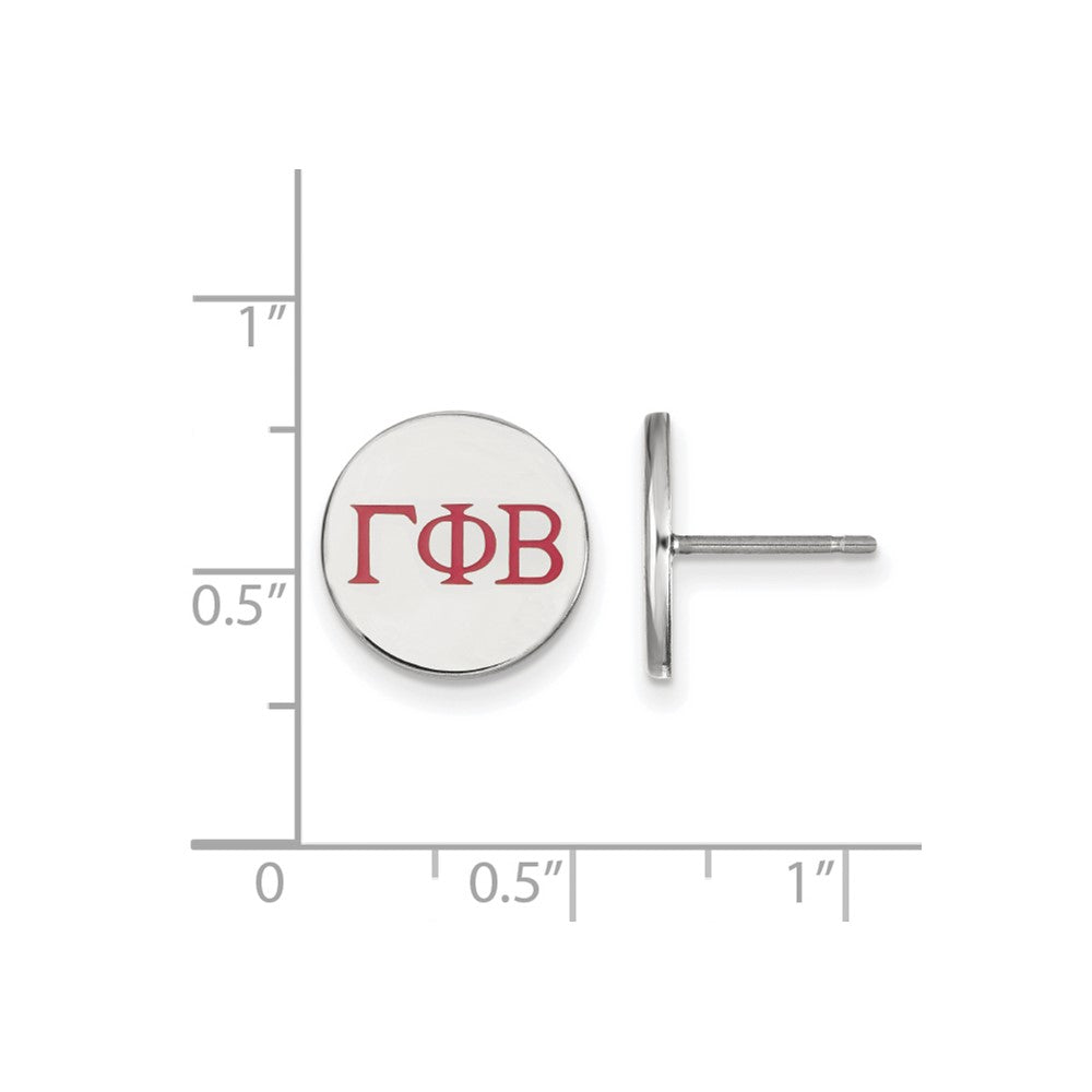 Sterling Silver Rhodium Plated Logoart Gamma Phi Beta Sorority Greek Letters Color Enamel Post Earrings