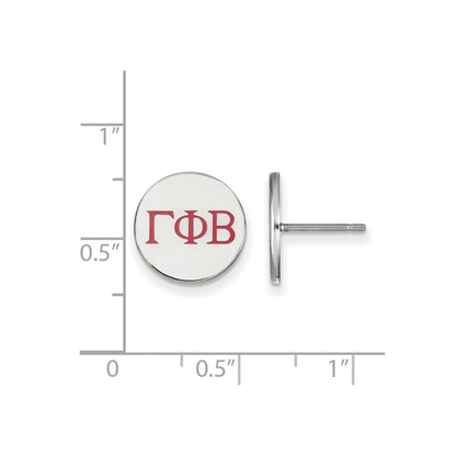 Sterling Silver Rhodium Plated Logoart Gamma Phi Beta Sorority Greek Letters Color Enamel Post Earrings