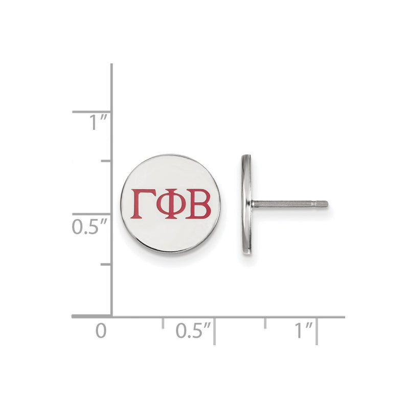 Sterling Silver Rhodium Plated Logoart Gamma Phi Beta Sorority Greek Letters Color Enamel Post Earrings