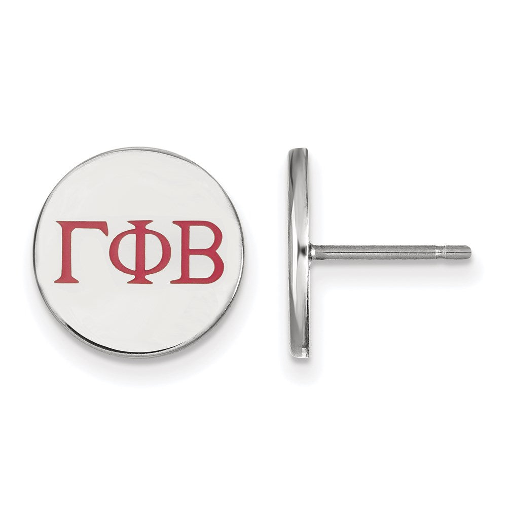 Sterling Silver Rhodium Plated Logoart Gamma Phi Beta Sorority Greek Letters Color Enamel Post Earrings