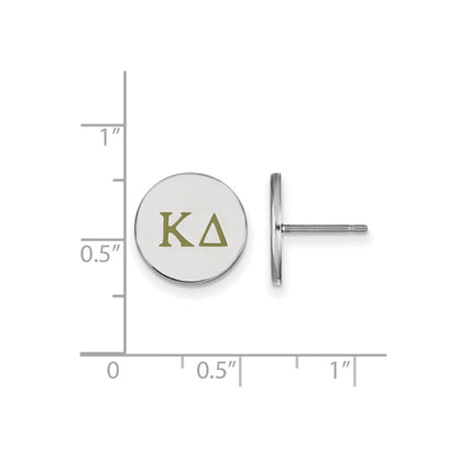 Sterling Silver Rhodium Plated Logoart Kappa Delta Sorority Greek Letters Color Enamel Post Earrings