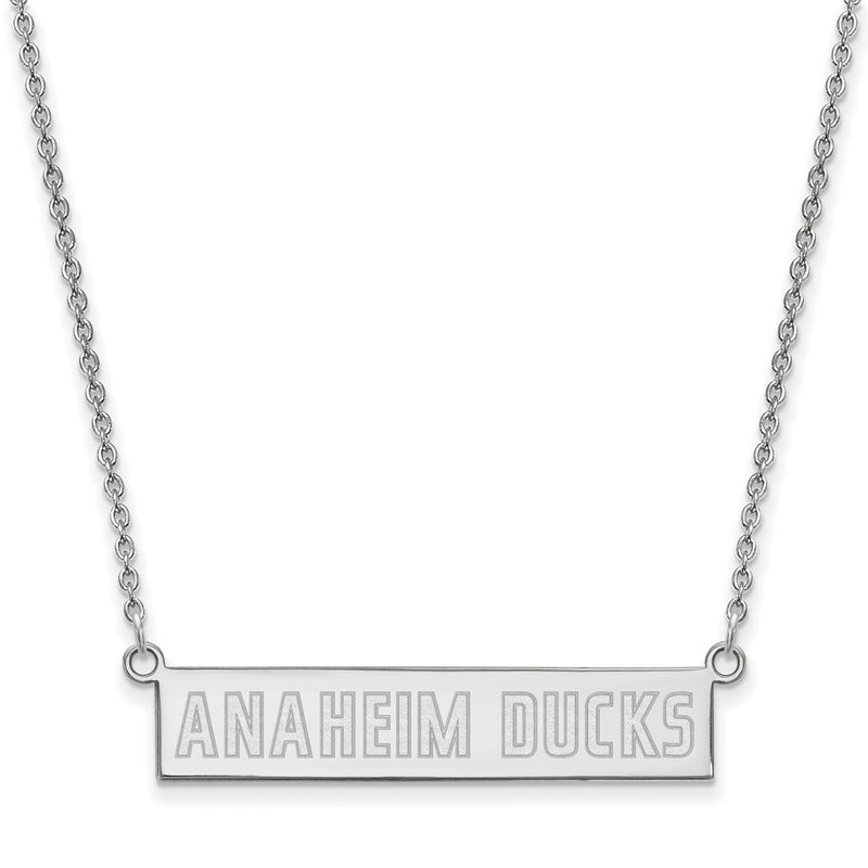 Sterling Silver Rhodium Plated Nhl Logoart Anaheim Ducks Small Bar 18 Inch Necklace