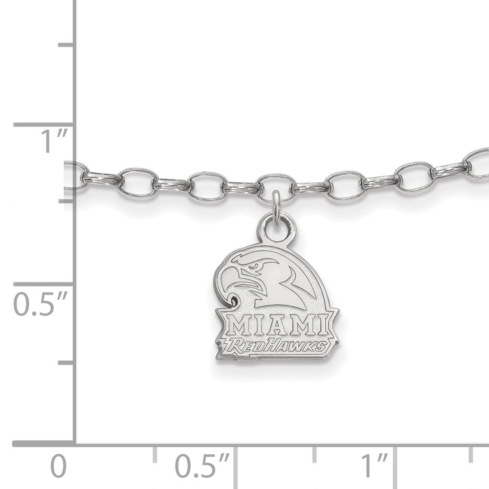 Sterling Silver Rhod-Pltd Logoart Miami University Anklet