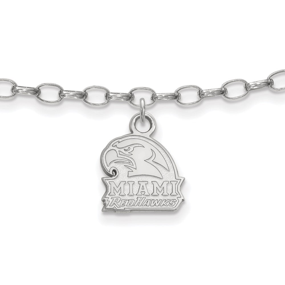 Sterling Silver Rhod-Pltd Logoart Miami University Anklet