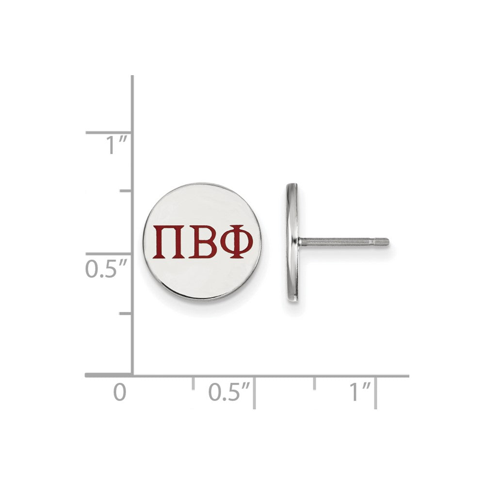 Sterling Silver Rhodium Plated Logoart Pi Beta Phi Sorority Greek Letters Color Enamel Post Earrings