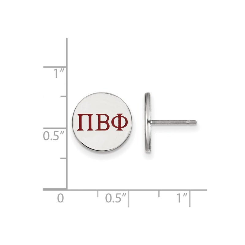 Sterling Silver Rhodium Plated Logoart Pi Beta Phi Sorority Greek Letters Color Enamel Post Earrings