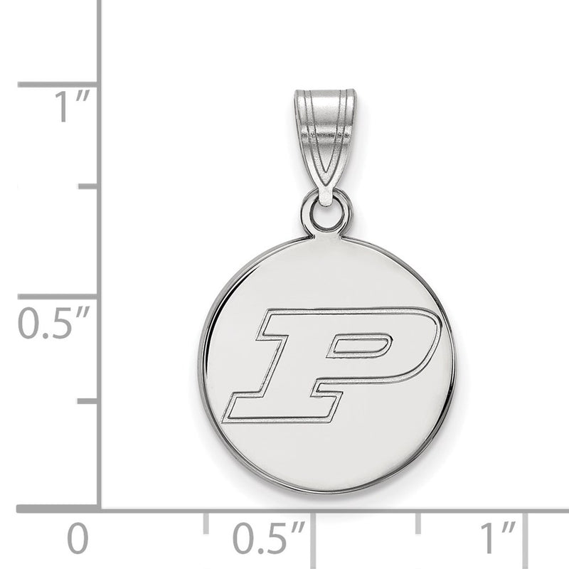 14K White Gold Logoart Purdue University Letter P Medium Disc Pendant