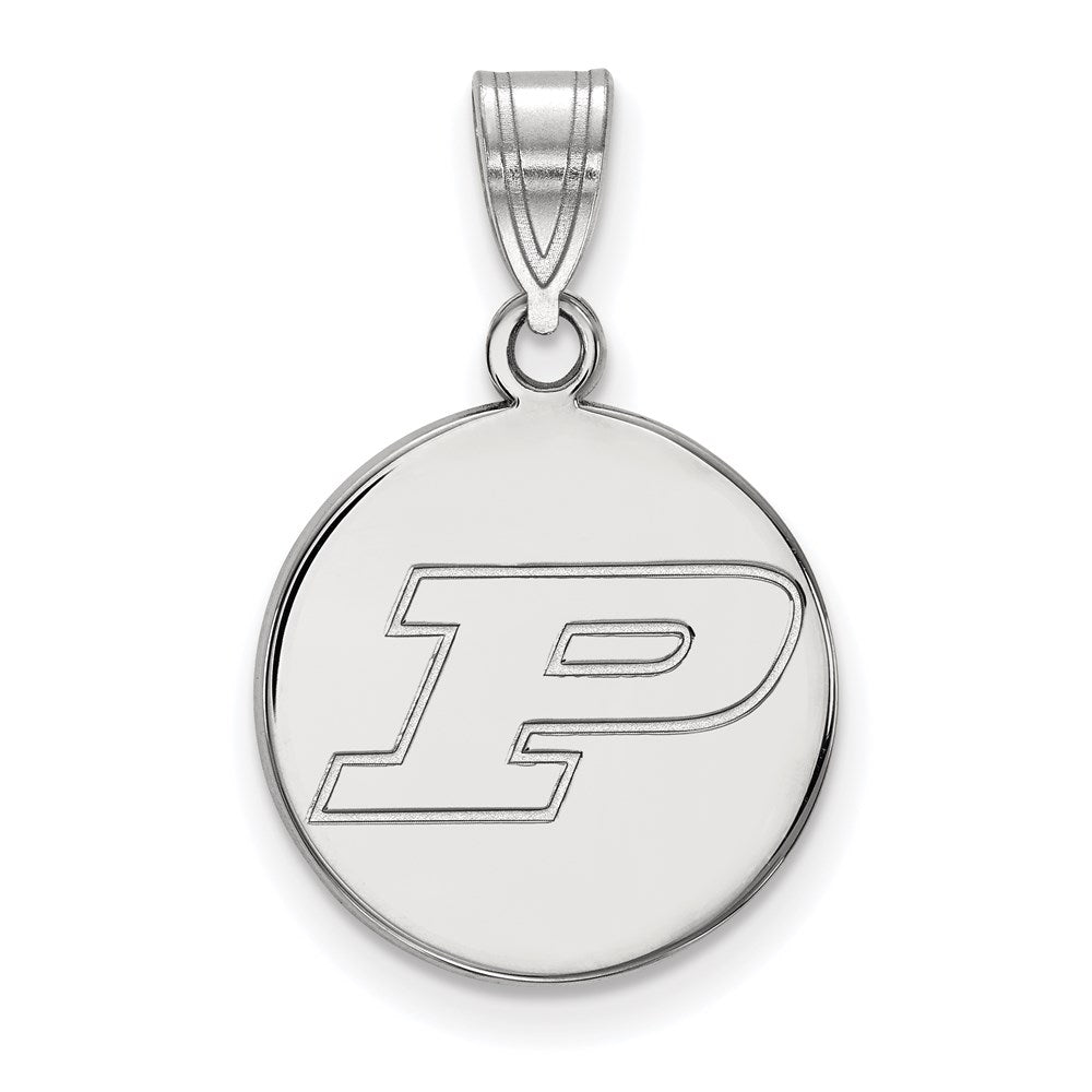 Sterling Silver Rhodium Plated Logoart Purdue University Letter P Medium Disc Pendant