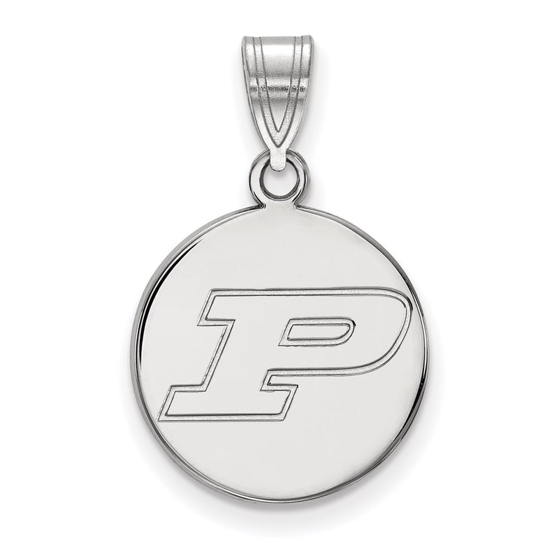 Sterling Silver Rhodium Plated Logoart Purdue University Letter P Medium Disc Pendant