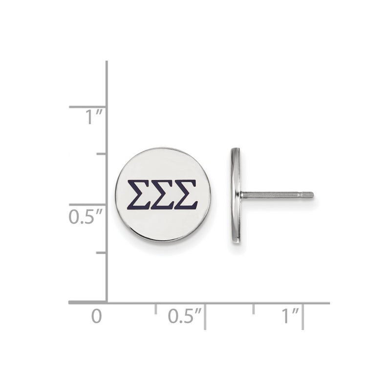 Sterling Silver Rhodium Plated Logoart Sigma Sorority Greek Letters Color Enamel Post Earrings