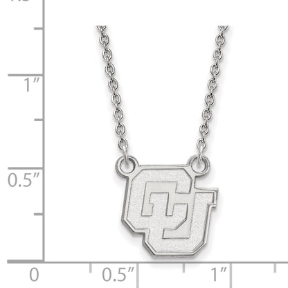 10K White Gold Logoart University Of Colorado C U Small Pendant 18 Inch Necklace