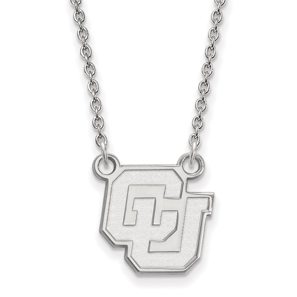 10K White Gold Logoart University Of Colorado C U Small Pendant 18 Inch Necklace