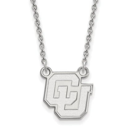 10K White Gold Logoart University Of Colorado C U Small Pendant 18 Inch Necklace