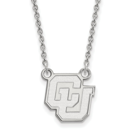 10K White Gold Logoart University Of Colorado C U Small Pendant 18 Inch Necklace