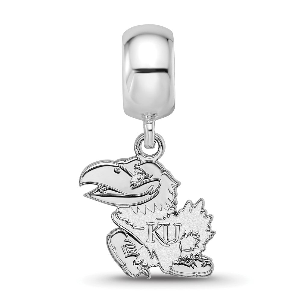Sterling Silver Rhod-Pltd Logoart University of Kansas Small Dangle Bead