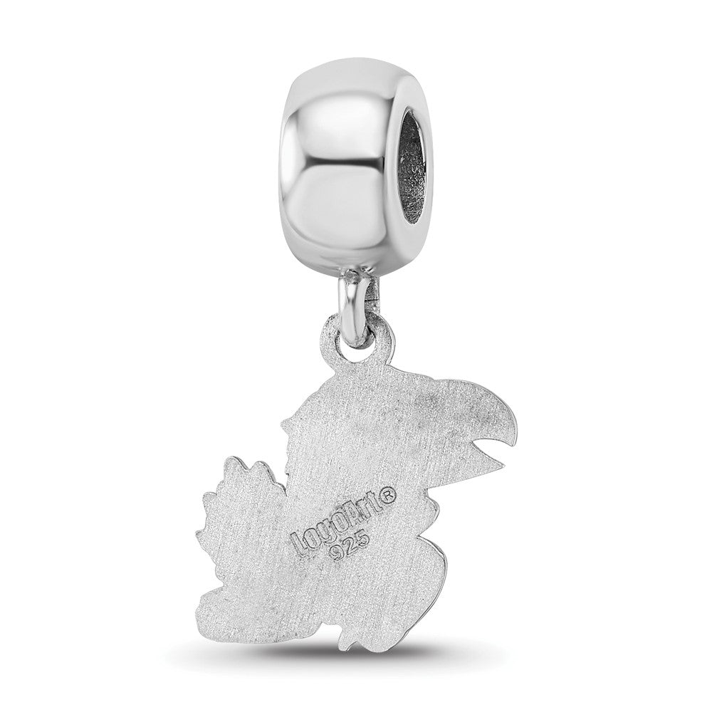 Sterling Silver Rhod-Pltd Logoart University of Kansas Small Dangle Bead