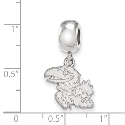 Sterling Silver Rhod-Pltd Logoart University of Kansas Small Dangle Bead