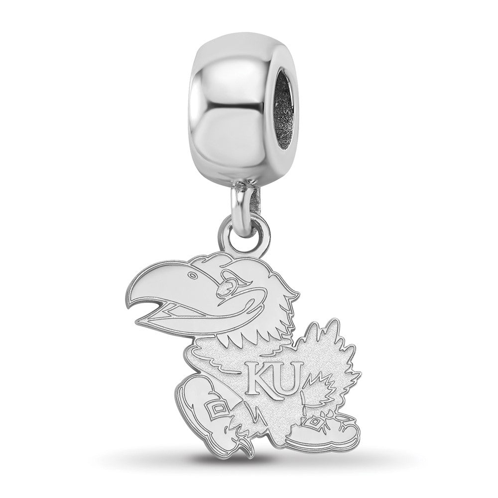 Sterling Silver Rhod-Pltd Logoart University of Kansas Small Dangle Bead