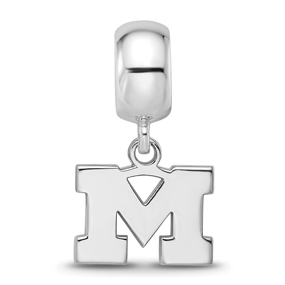 Sterling Silver Rhod-Pltd Logoart University of Michigan Xs Dangle Bead