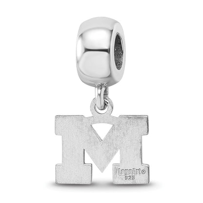 Sterling Silver Rhod-Pltd Logoart University of Michigan Xs Dangle Bead