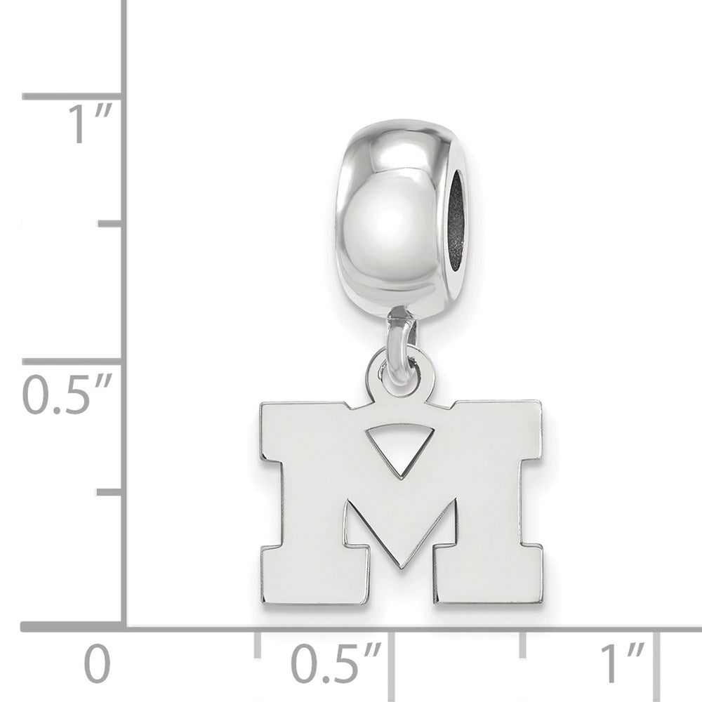 Sterling Silver Rhod-Pltd Logoart University of Michigan Xs Dangle Bead