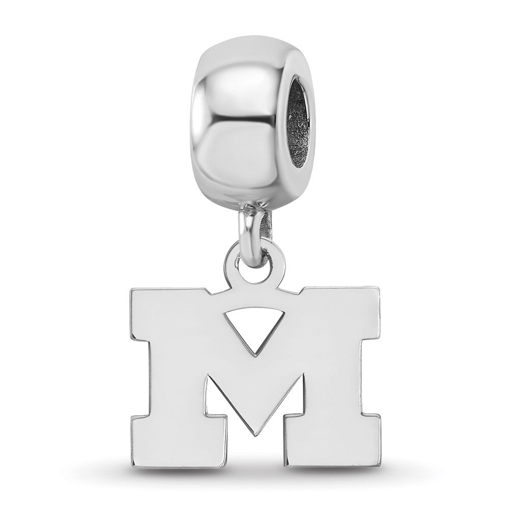 Sterling Silver Rhod-Pltd Logoart University of Michigan Xs Dangle Bead